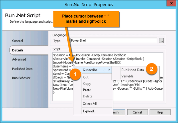 Orchestrator InsertPublishedData