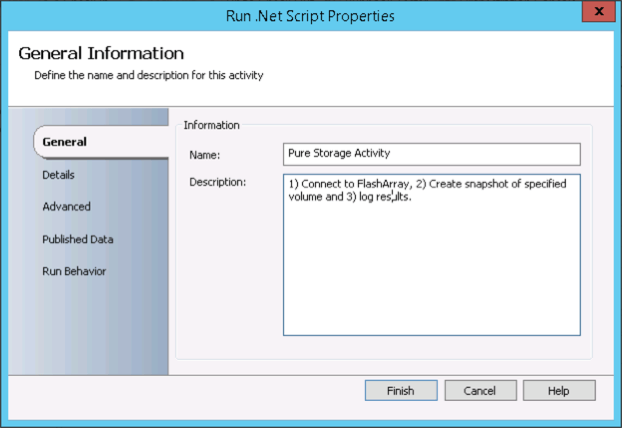 Orchestrator RunNetScript Name