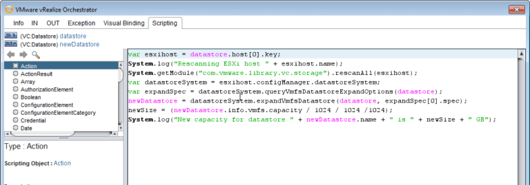 Increasing VMFS capacity with vRealize Orchestrator - Script