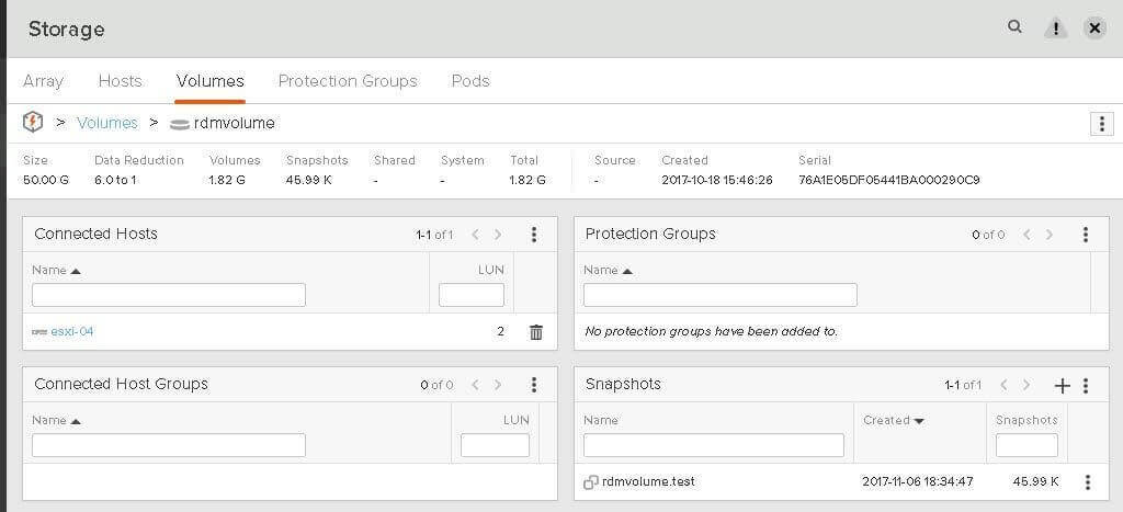 Screenshot - Storage rdmvolume