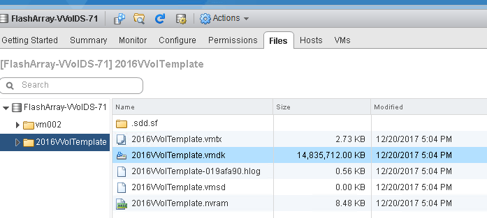 VVol datastore tracks capacity