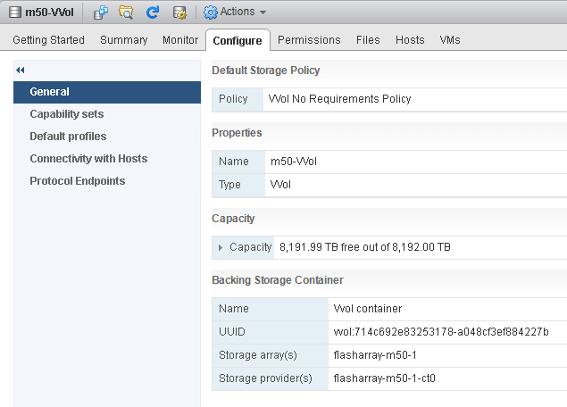 Configure VVol Screen Capture