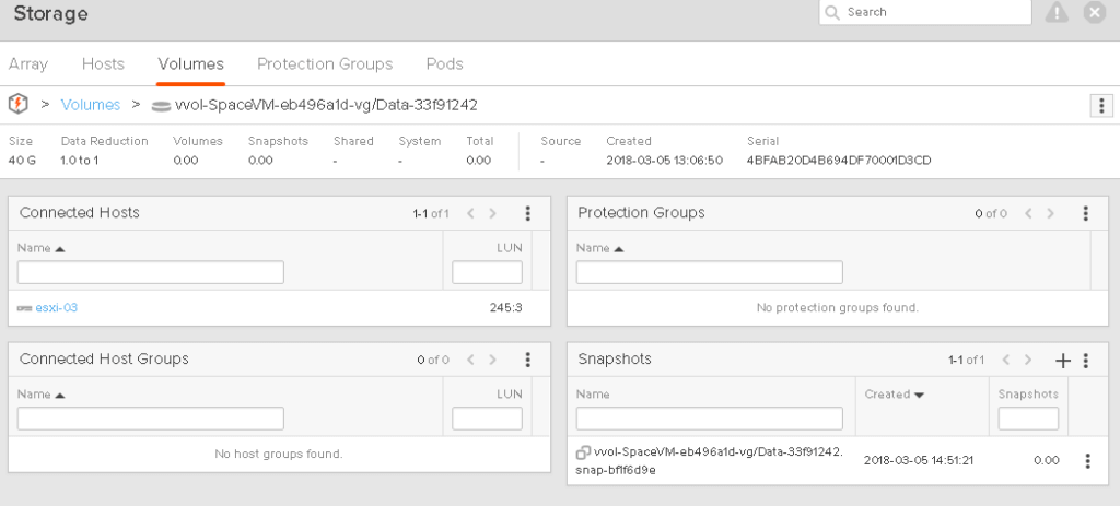 VMware Capacity Reporting Part IV: VVol Capacity Reporting - Screenshot - Snapshot