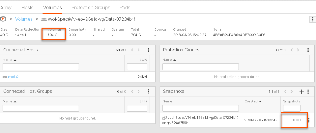 Free up the space on the data VVol with UNMAP