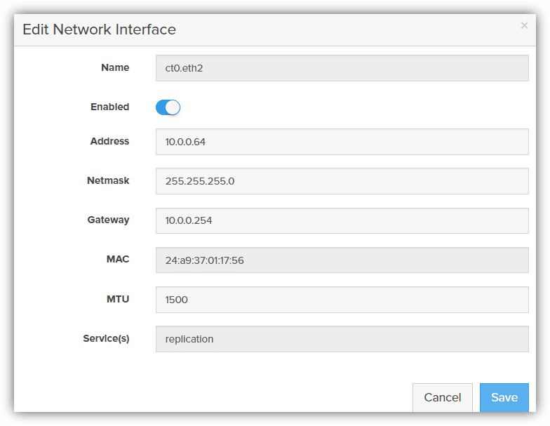 Network Interface の編集