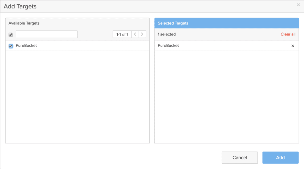 AWS S3 を Protection Group へのターゲットとして追加