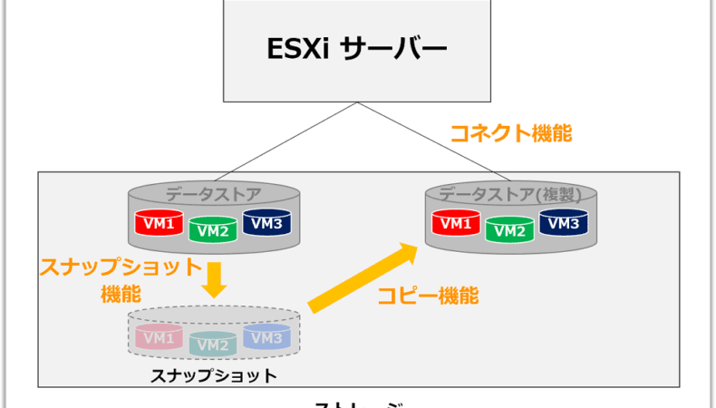 ESXi サーバーにデータストアの複製を見せた状態