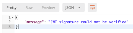 Postman JWT signature could not be verified