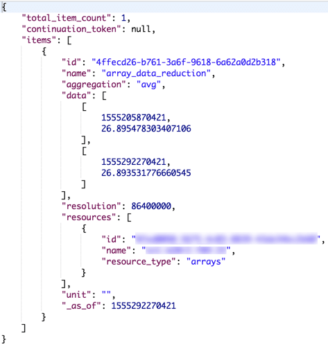 Metrics History API response format