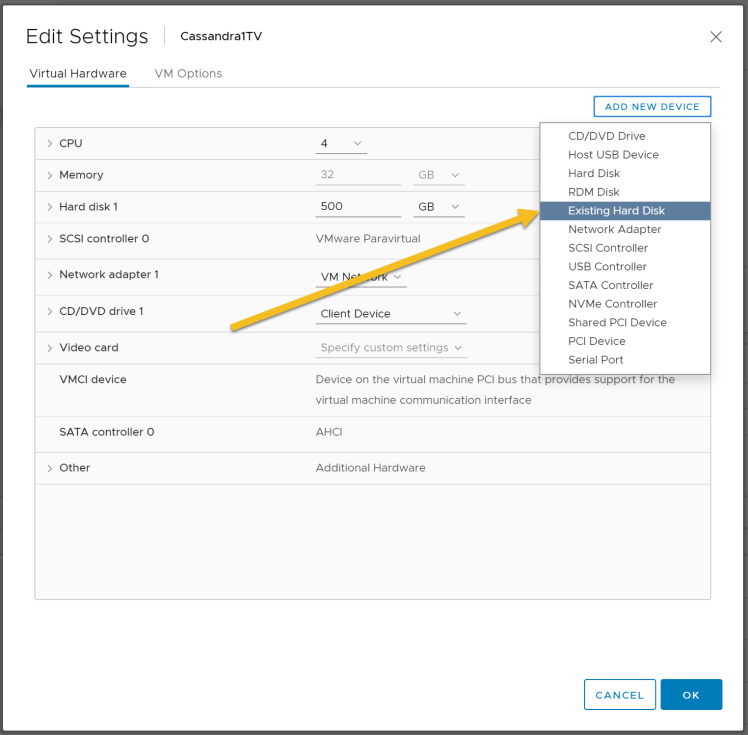 vCassandra_existing_hard_disk