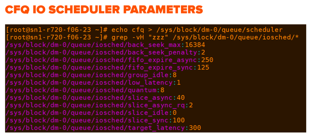 CFQ IO Linux Scheduler Parameters Screen Capture