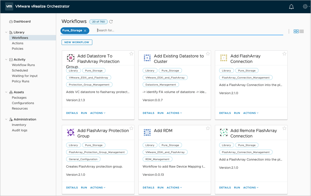 VMware vRealize Orchestrator プラグイン | Pure Storage Blog