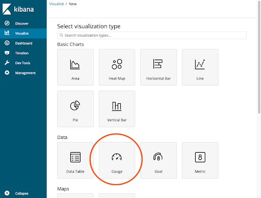 Pure1 Kibana Select Visualization Type