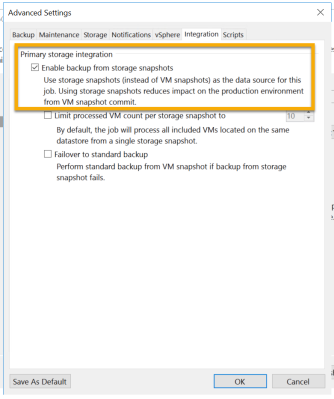 Veeam 10 advanced setting screenshot