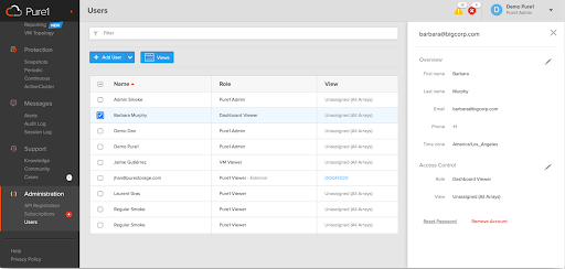 A new Pure1 user details pane