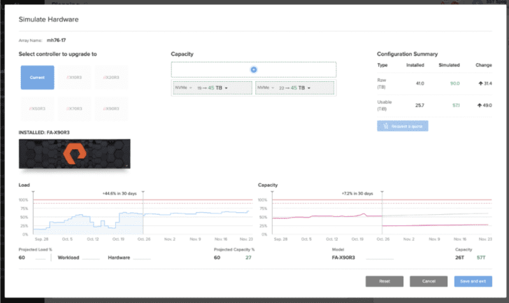 Capacity consolidation simulation screenshot