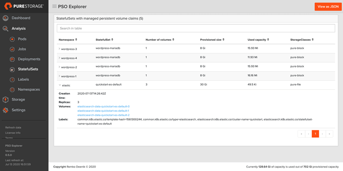 PSO eXplorer の Analytics セクション