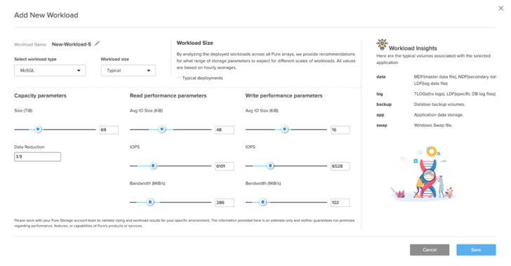 Pure1 Workload Planner