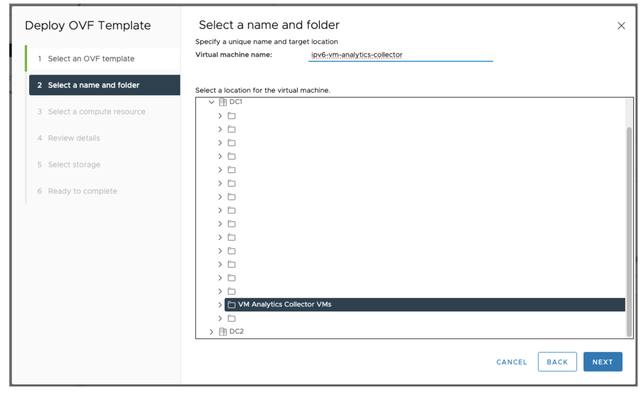 Deploy a VM Analytics Collector