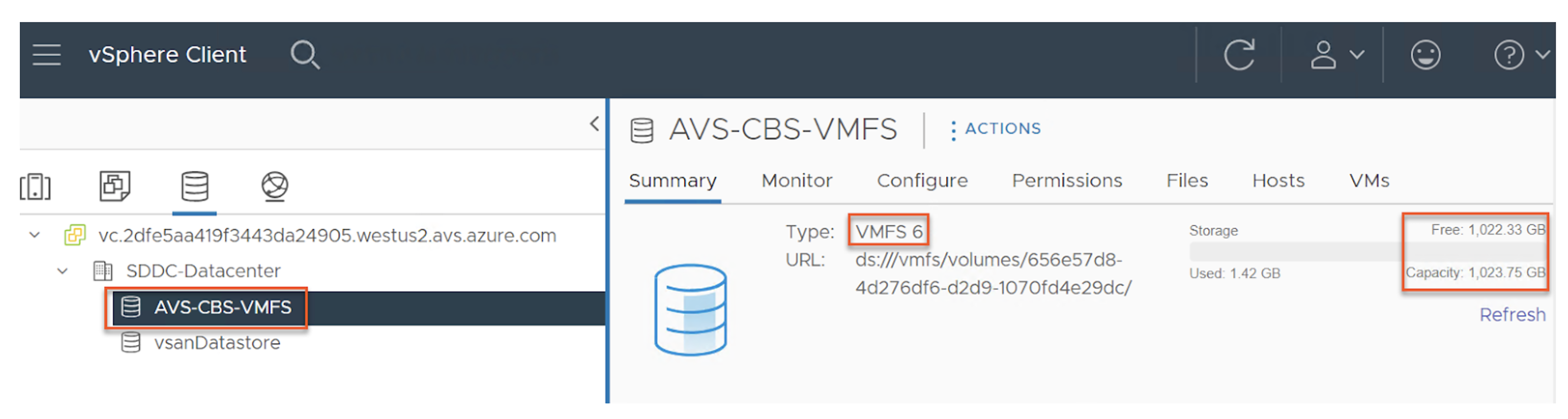 VMFS Management on Azure VMware Solution