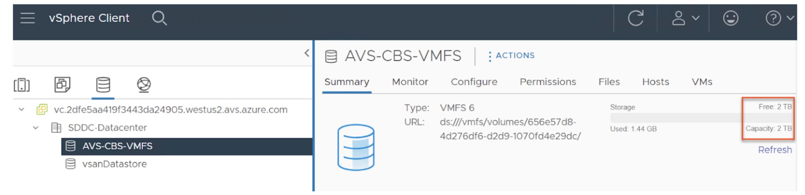 VMFS Management on Azure VMware Solution
