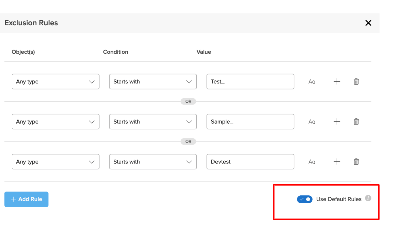 object level exclusions 