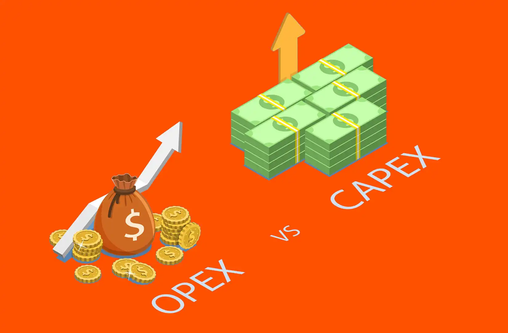 3d Isometric Flat Vector Conceptual Illustration Of OPEX vs. CAPEX